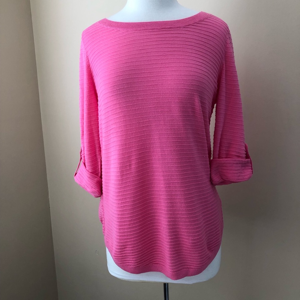 Talbots womens lightweight pink ribbed  sweater SZ Medium